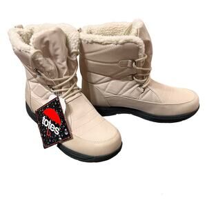 Totes Kim Waterproof Winter Boots in Bone Color Size 9 NWT